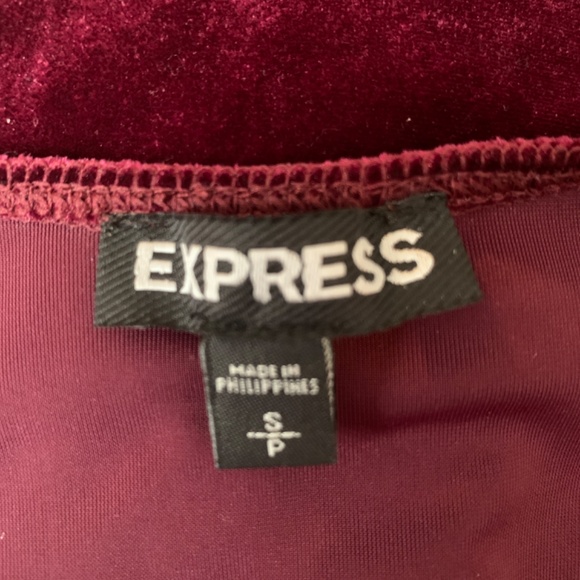 Express Velour Velvety V-neck Cranberry Body Suit S/P  NWOT - Picture 5 of 11